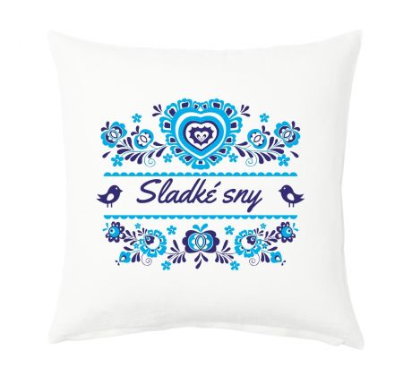 Vankúš Sladké sny modrý ornament