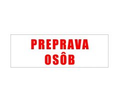 Samolepka PREPRAVA OSÔB / 18 x 6 cm