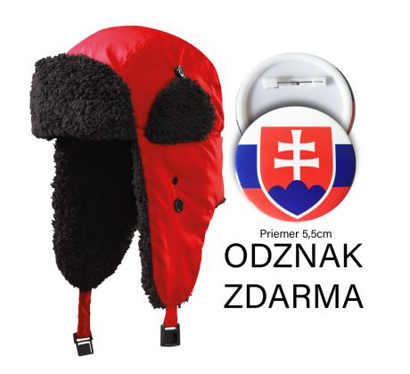 Baranica červená + odznak s priemerom 5,5cm zdarma