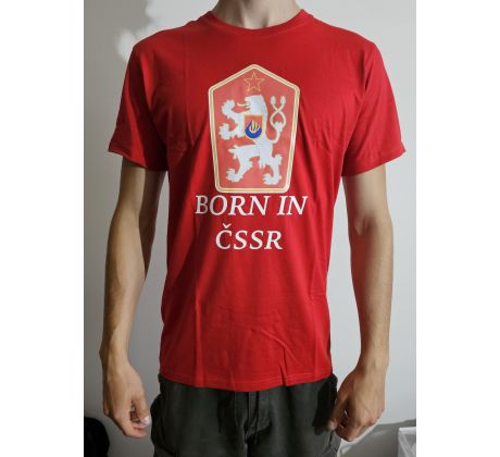 Tričko BORN IN ČSSR - červená farba VEĽKOSŤ - M